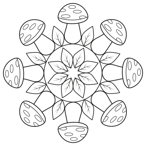 Muchotrávková mandala | Online omaľovánky pre deti